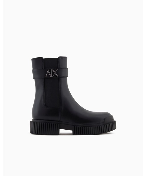 ARMANI EXCHANGE(アルマーニエクスチェンジ)の「【A|X アルマーニ エクスチェンジ】AXロゴ チェルシーブーツ(ブーツ・レディース・ブラック・37.5/37/39/38.5/38/36.5/36)」の1枚目の写真