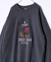 GLOSTER | 【ミッキー】UNISEX アップリケ＆フロッキー＆横振り刺繍 裏起毛スウェット(スウェット)