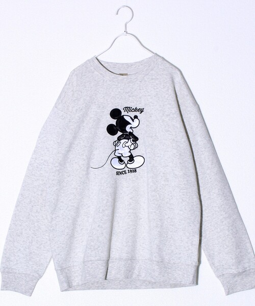 GLOSTER（グロスター）の「【ミッキー】UNISEX アップリケ＆フロッキー＆横振り刺繍 裏起毛スウェット（スウェット・メンズ・グレイッシュベージュ/ブラック/オフホワイト/ライトグレー/サックスブルー/チャコールグレー・L/M/XL）」の19枚目の写真