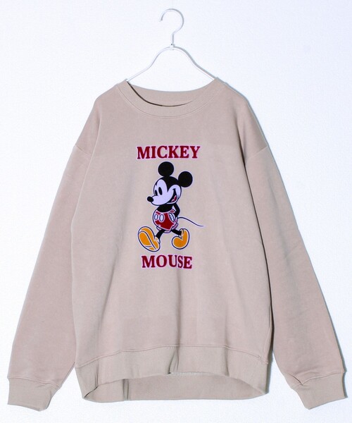 GLOSTER（グロスター）の「【ミッキー】UNISEX アップリケ＆フロッキー＆横振り刺繍 裏起毛スウェット（スウェット・メンズ・グレイッシュベージュ/ブラック/オフホワイト/ライトグレー/サックスブルー/チャコールグレー・L/M/XL）」の20枚目の写真