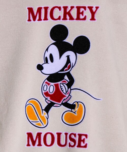 GLOSTER（グロスター）の「【ミッキー】UNISEX アップリケ＆フロッキー＆横振り刺繍 裏起毛スウェット（スウェット・メンズ・グレイッシュベージュ/ブラック/オフホワイト/ライトグレー/サックスブルー/チャコールグレー・L/M/XL）」の7枚目の写真