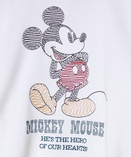 GLOSTER（グロスター）の「【ミッキー】UNISEX アップリケ＆フロッキー＆横振り刺繍 裏起毛スウェット（スウェット・メンズ・グレイッシュベージュ/ブラック/オフホワイト/ライトグレー/サックスブルー/チャコールグレー・L/M/XL）」の8枚目の写真