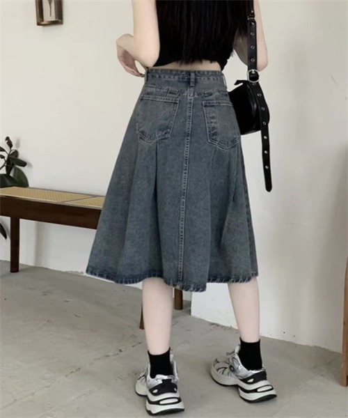 FREE STYLISTS（フリー スタイリスト）の「タックデザインミディ丈デニムスカート（デニムスカート・レディース・ブルー・L/XXL/S）」の21枚目の写真