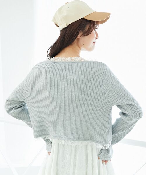 MAJESTIC LEGON（マジェスティックレゴン）の「レースフリルカーディガン（カーディガン/ボレロ・レディース・ボルドー/ピンク/アイボリー/ブラック/グレー・MEDIUM）」の12枚目の写真