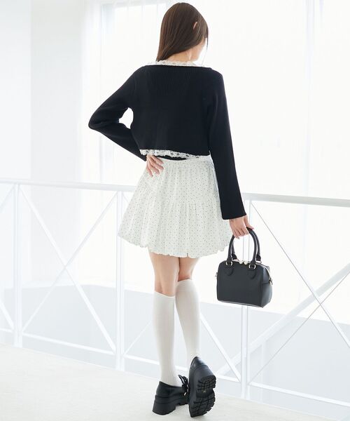 MAJESTIC LEGON（マジェスティックレゴン）の「レースフリルカーディガン（カーディガン/ボレロ・レディース・ボルドー/ピンク/アイボリー/ブラック/グレー・MEDIUM）」の16枚目の写真