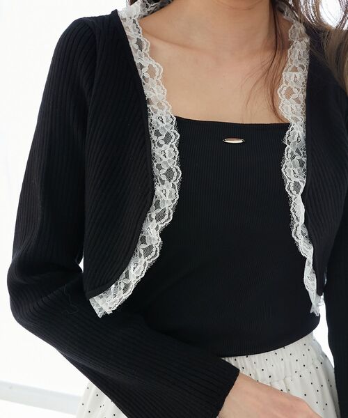 MAJESTIC LEGON（マジェスティックレゴン）の「レースフリルカーディガン（カーディガン/ボレロ・レディース・ボルドー/ピンク/アイボリー/ブラック/グレー・MEDIUM）」の19枚目の写真