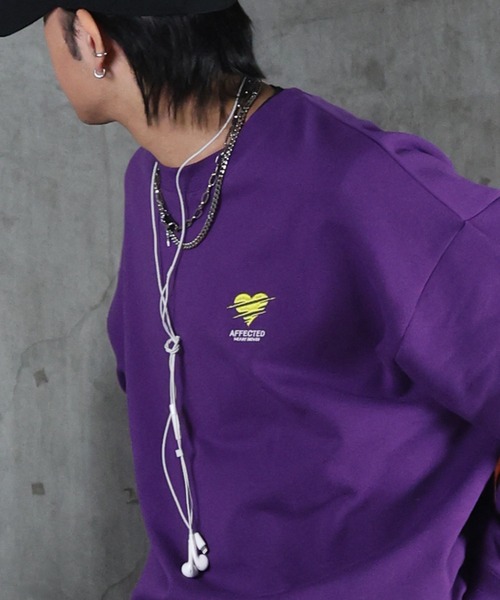 セール】AW 裏起毛 ハートワンポイント刺繍クルーネックスウェット