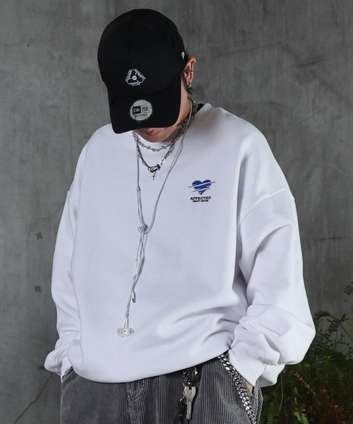 ILL'S（イルズ）の「裏起毛 ハートワンポイント刺繍クルーネックスウェット メンズ レディース ユニセックス（スウェット・メンズ・パープル/ホワイト/ブラック・M/L）」の6枚目の写真