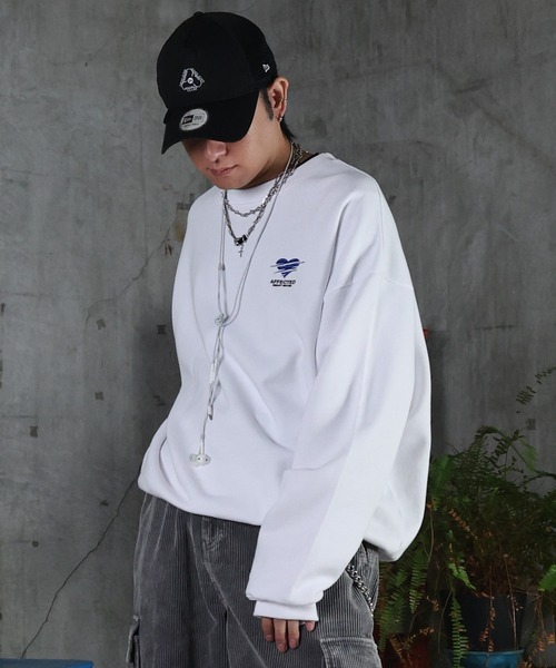 ILL'S（イルズ）の「裏起毛 ハートワンポイント刺繍クルーネックスウェット メンズ レディース ユニセックス（スウェット・メンズ・パープル/ホワイト/ブラック・M/L）」の8枚目の写真