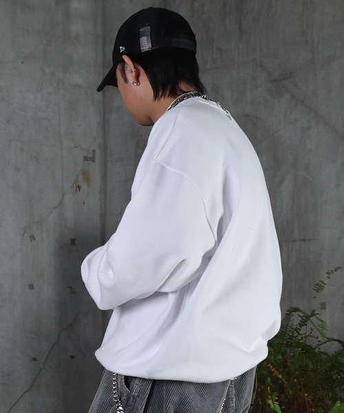 AW 裏起毛 ハートワンポイント刺繍クルーネックスウェット メンズ