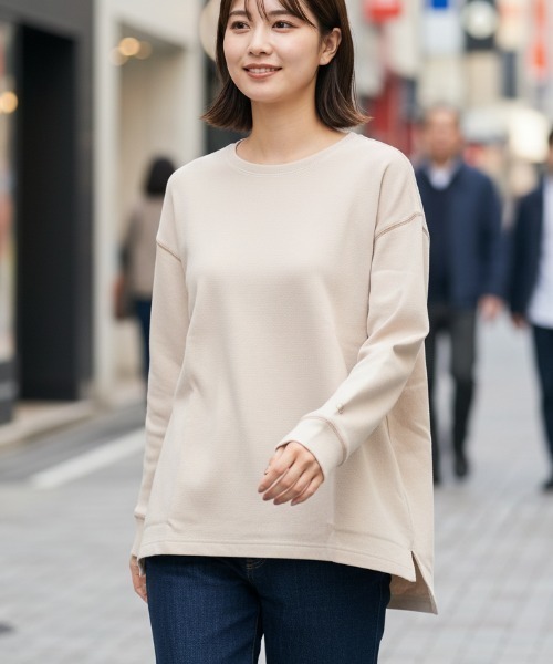 Ocean Pacific(オーシャンパシフィック)の「【OP:オーピー】レディース無地ロングTシャツ(Tシャツ/カットソー・レディース・アイボリー・LARGE/MEDIUM)」の1枚目の写真