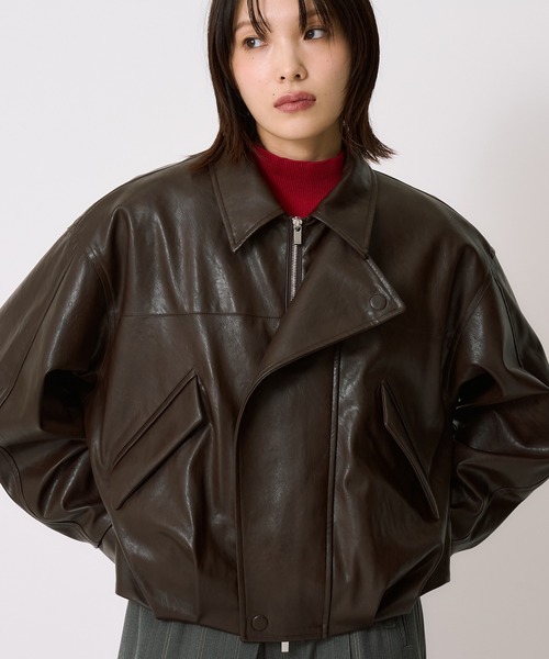 新作》コクーンレザーボンバージャケット｜アウター/レザーブルゾン/冬