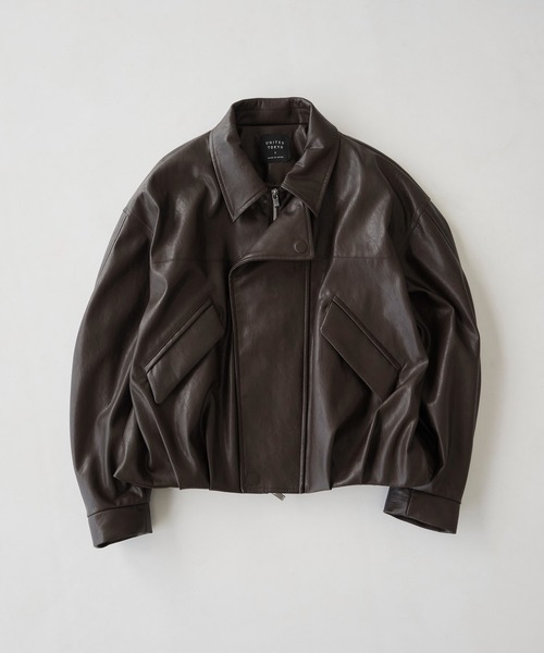 コクーンレザーボンバージャケット｜アウター/レザーブルゾン/冬服