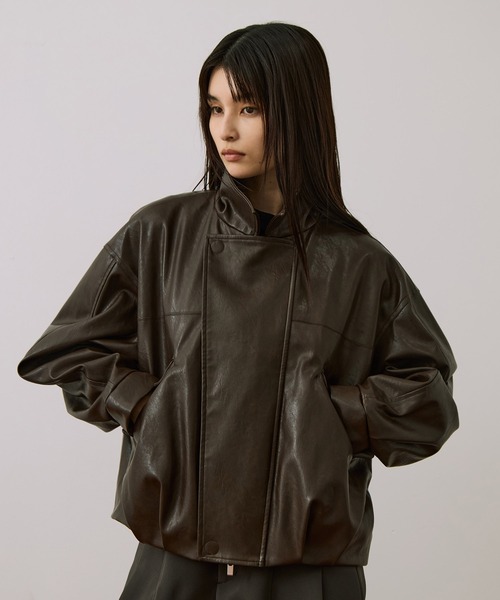 コクーンレザーボンバージャケット｜アウター/レザーブルゾン/冬服