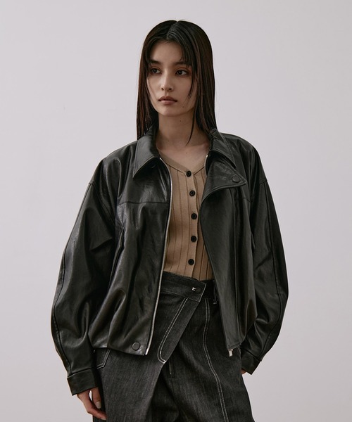 新作》コクーンレザーボンバージャケット｜アウター/レザーブルゾン/冬