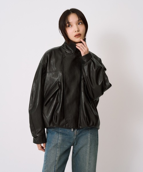 コクーンレザーボンバージャケット｜アウター/レザーブルゾン/冬服