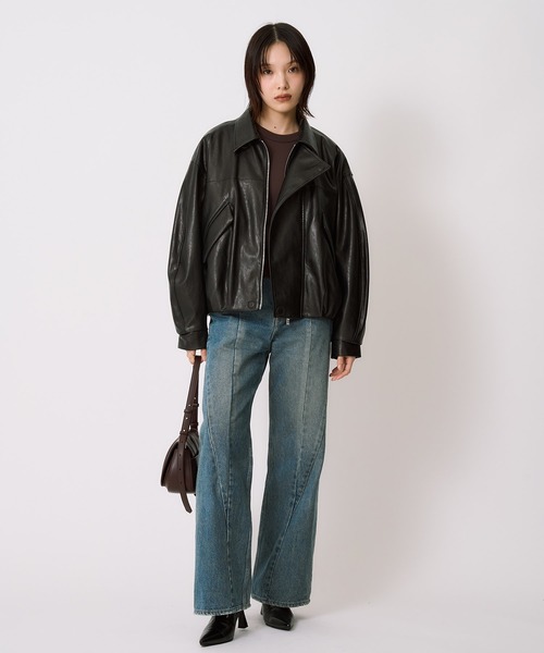 コクーンレザーボンバージャケット｜アウター/レザーブルゾン/冬服
