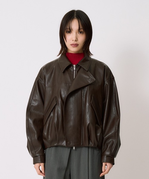 コクーンレザーボンバージャケット｜アウター/レザーブルゾン/冬服