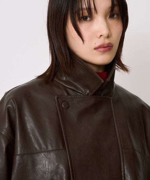 コクーンレザーボンバージャケット｜アウター/レザーブルゾン/冬服