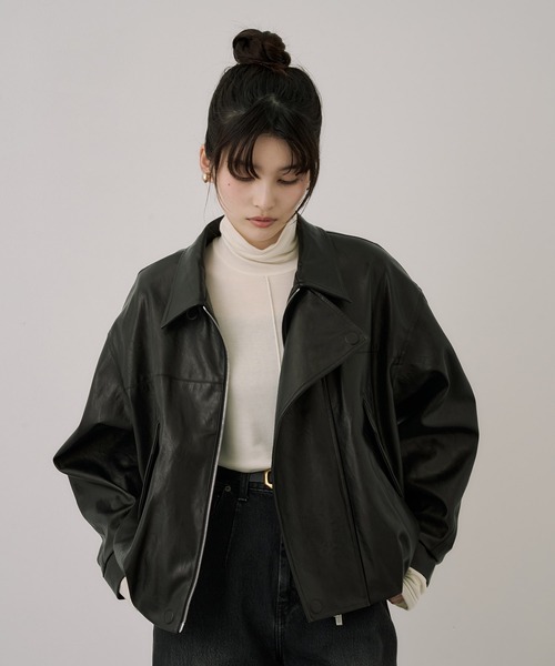 コクーンレザーボンバージャケット｜アウター/レザーブルゾン/春服