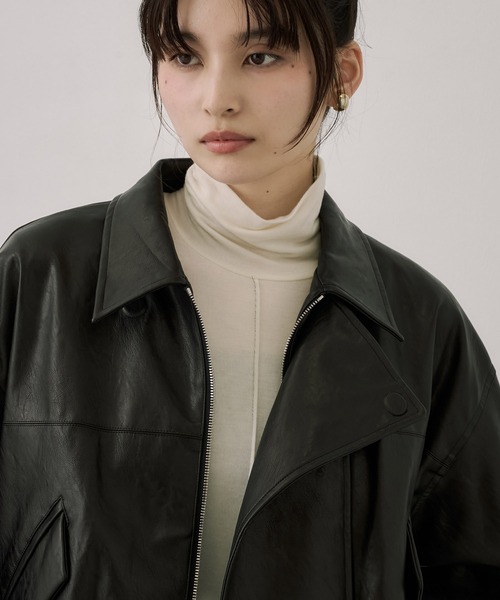 セール】コクーンレザーボンバージャケット｜アウター/レザーブルゾン