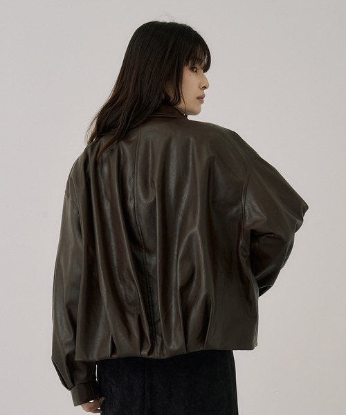 コクーンレザーボンバージャケット｜アウター/レザーブルゾン/春服
