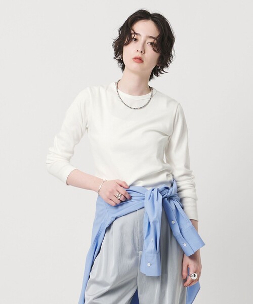 UNITED ARROWS(ユナイテッドアローズ)の「コットン フライス ロング カットソー(Tシャツ/カットソー・レディース・ブラック/ホワイト・FREE)」の2枚目の写真