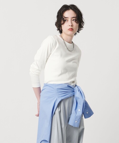 UNITED ARROWS(ユナイテッドアローズ)の「コットン フライス ロング カットソー(Tシャツ/カットソー・レディース・ブラック/ホワイト・FREE)」の3枚目の写真