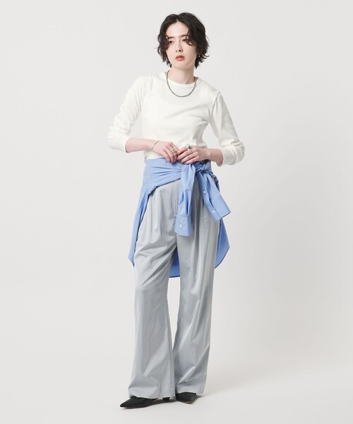 UNITED ARROWS(ユナイテッドアローズ)の「コットン フライス ロング カットソー(Tシャツ/カットソー・レディース・ブラック/ホワイト・FREE)」の4枚目の写真