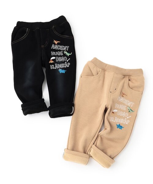 kladskap（クレードスコープ）の「【人気商品再入荷】【直営店で取り扱い無し】恐竜刺しゅうロング丈ストレートパンツ（その他パンツ・キッズ・ブラック/ベージュ・90cm/120cm/110cm/100cm）」の5枚目の写真