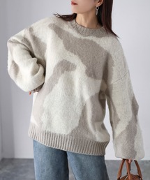 Riberry（リベリー）の「配色ニュアンス迷彩ジャガードニット（ニット/セーター・レディース）」