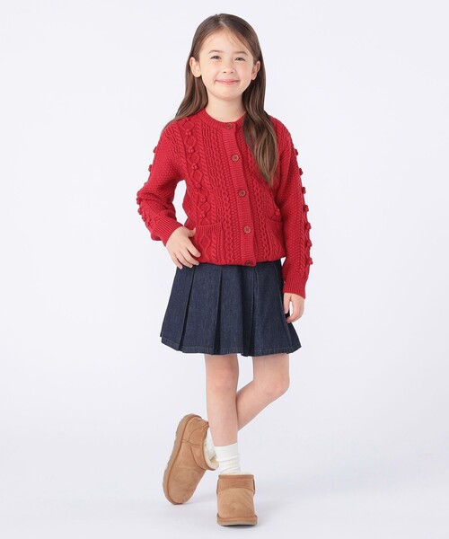SHIPS(シップス)の「SHIPS KIDS:100~130cm /〈洗濯機可能〉ケーブル ニット ポンポン カーディガン(カーディガン/ボレロ・キッズ・オフホワイト/レッド・100/110/120/130)」の9枚目の写真