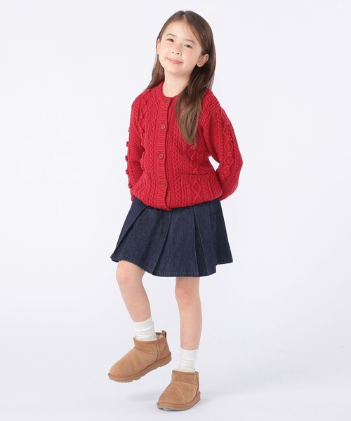 SHIPS(シップス)の「SHIPS KIDS:100~130cm /〈洗濯機可能〉ケーブル ニット ポンポン カーディガン(カーディガン/ボレロ・キッズ・オフホワイト/レッド・100/110/120/130)」の11枚目の写真