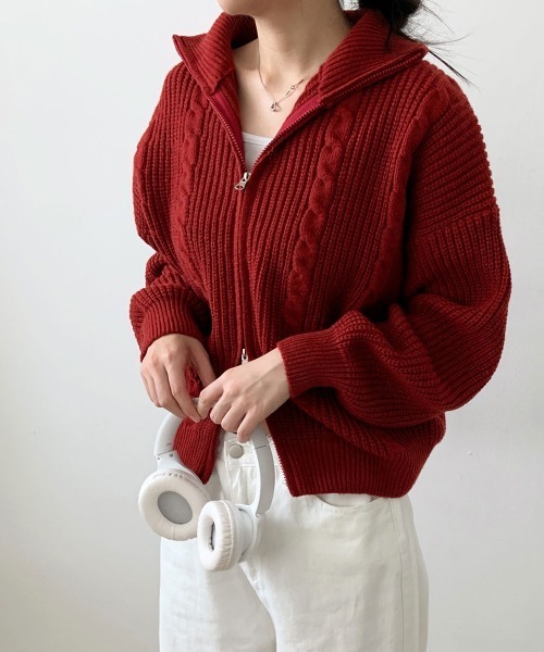 現行♡美品♡ルネ ダブルジップ ニットジャケット カーディガン パール 38 楽天市場】 ダブルジップ ニット レディース ニットカーディガン