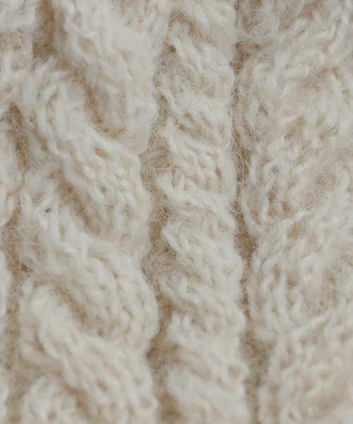 antiqua（アンティカ）の「ケーブル編み ニット帽（ニットキャップ/ビーニー・レディース・アイボリー/ブラック・FREE）」の18枚目の写真