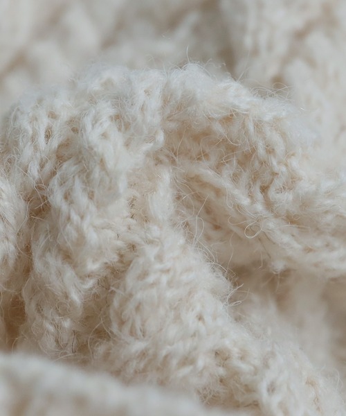 antiqua（アンティカ）の「ケーブル編み ニット帽（ニットキャップ/ビーニー・レディース・アイボリー/ブラック・FREE）」の19枚目の写真