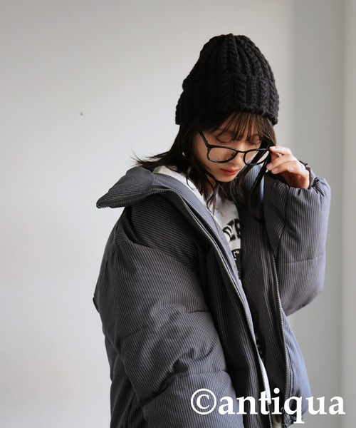 antiqua（アンティカ）の「ケーブル編み ニット帽（ニットキャップ/ビーニー・レディース・アイボリー/ブラック・FREE）」の11枚目の写真