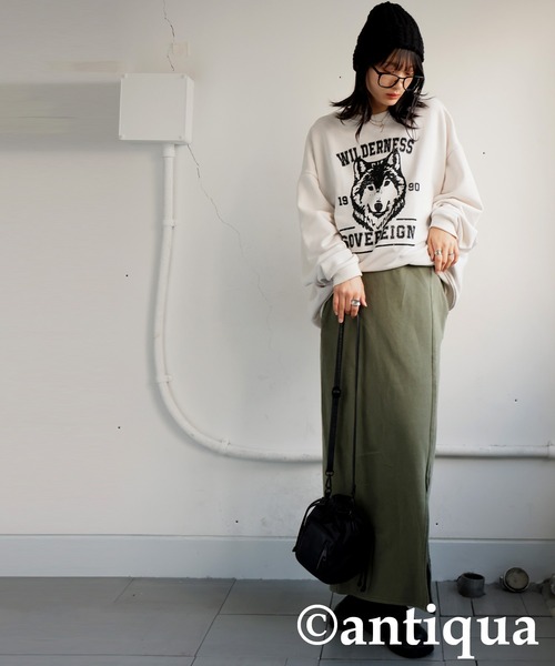 antiqua（アンティカ）の「ケーブル編み ニット帽（ニットキャップ/ビーニー・レディース・アイボリー/ブラック・FREE）」の12枚目の写真