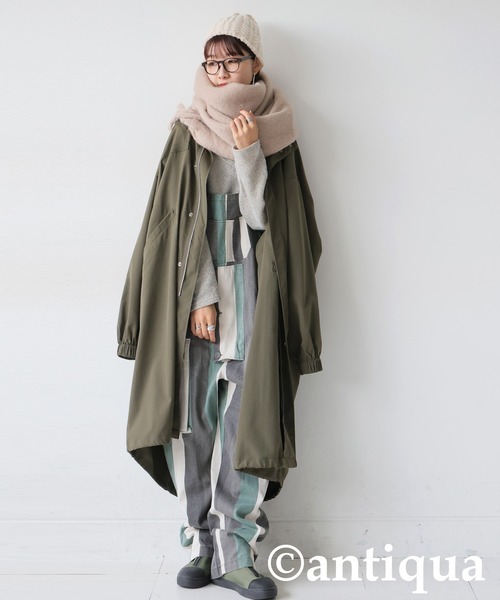 antiqua（アンティカ）の「ケーブル編み ニット帽（ニットキャップ/ビーニー・レディース・アイボリー/ブラック・FREE）」の5枚目の写真