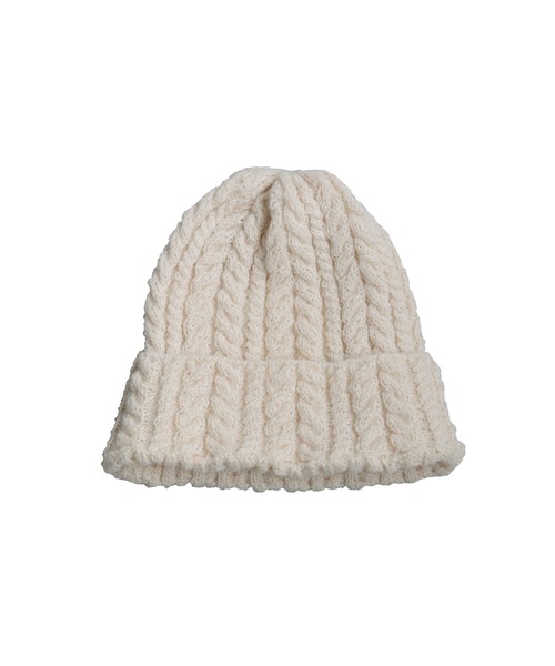 antiqua（アンティカ）の「ケーブル編み ニット帽（ニットキャップ/ビーニー・レディース・アイボリー/ブラック・FREE）」の14枚目の写真