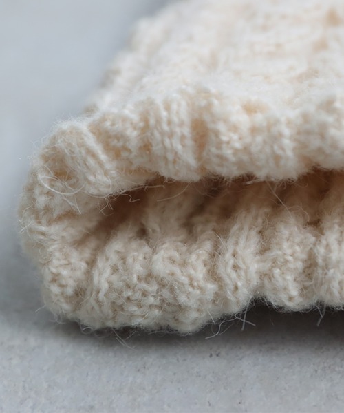 antiqua（アンティカ）の「ケーブル編み ニット帽（ニットキャップ/ビーニー・レディース・アイボリー/ブラック・FREE）」の16枚目の写真