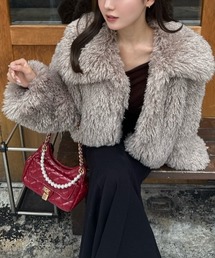 rienda | ショート丈フェイクプードルファーブルゾン 秋服(ブルゾン)