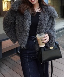 rienda | ショート丈フェイクプードルファーブルゾン 秋服(ブルゾン)