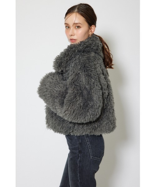 rienda（リエンダ）の「ショート丈フェイクプードルファーブルゾン 秋服（ブルゾン・レディース・ライトベージュ/ダークグレー・SMALL/MEDIUM）」の4枚目の写真