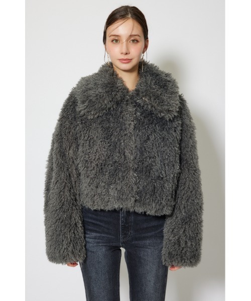 rienda（リエンダ）の「ショート丈フェイクプードルファーブルゾン 秋服（ブルゾン・レディース・ライトベージュ/ダークグレー・SMALL/MEDIUM）」の7枚目の写真