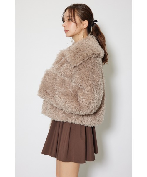 rienda（リエンダ）の「ショート丈フェイクプードルファーブルゾン 秋服（ブルゾン・レディース・ライトベージュ/ダークグレー・SMALL/MEDIUM）」の8枚目の写真