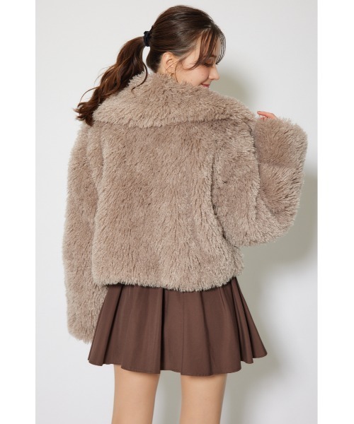 rienda（リエンダ）の「ショート丈フェイクプードルファーブルゾン 秋服（ブルゾン・レディース・ライトベージュ/ダークグレー・SMALL/MEDIUM）」の9枚目の写真