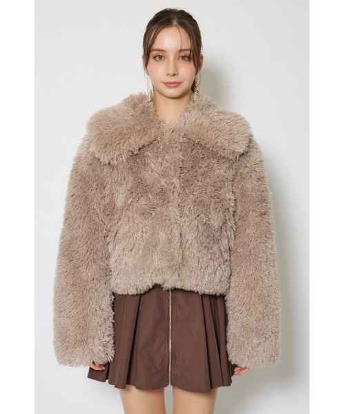 rienda（リエンダ）の「ショート丈フェイクプードルファーブルゾン 秋服（ブルゾン・レディース・ライトベージュ/ダークグレー・SMALL/MEDIUM）」の11枚目の写真