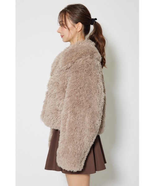 rienda（リエンダ）の「ショート丈フェイクプードルファーブルゾン 秋服（ブルゾン・レディース・ライトベージュ/ダークグレー・SMALL/MEDIUM）」の12枚目の写真