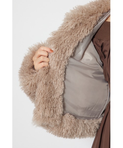 rienda（リエンダ）の「ショート丈フェイクプードルファーブルゾン 秋服（ブルゾン・レディース・ライトベージュ/ダークグレー・SMALL/MEDIUM）」の17枚目の写真